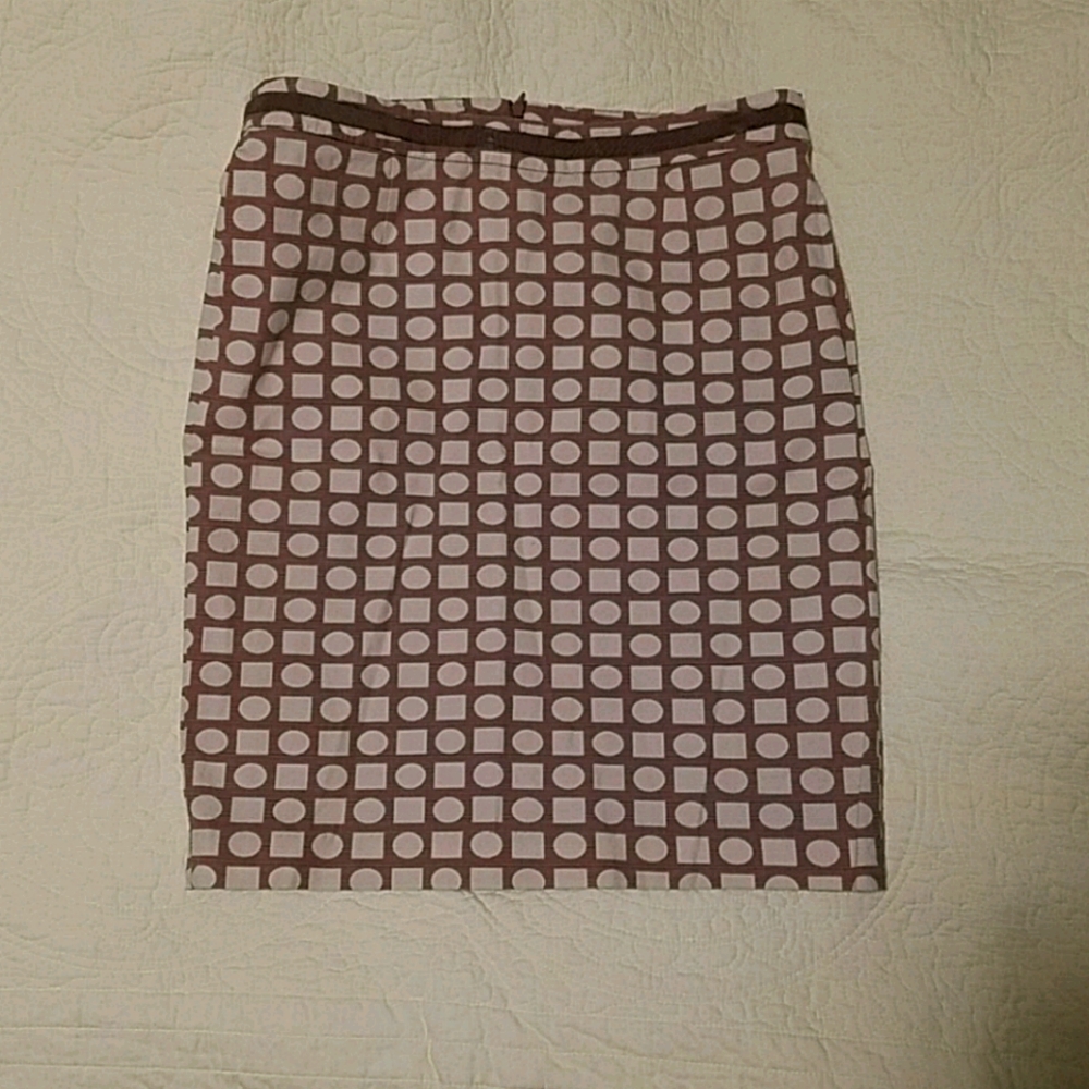 Beige Geometric Pattern Pencil Skirt